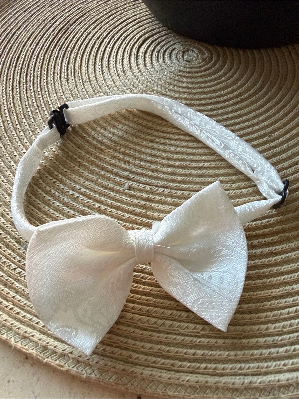 Kids Satin Bow Tie in White Adjustable